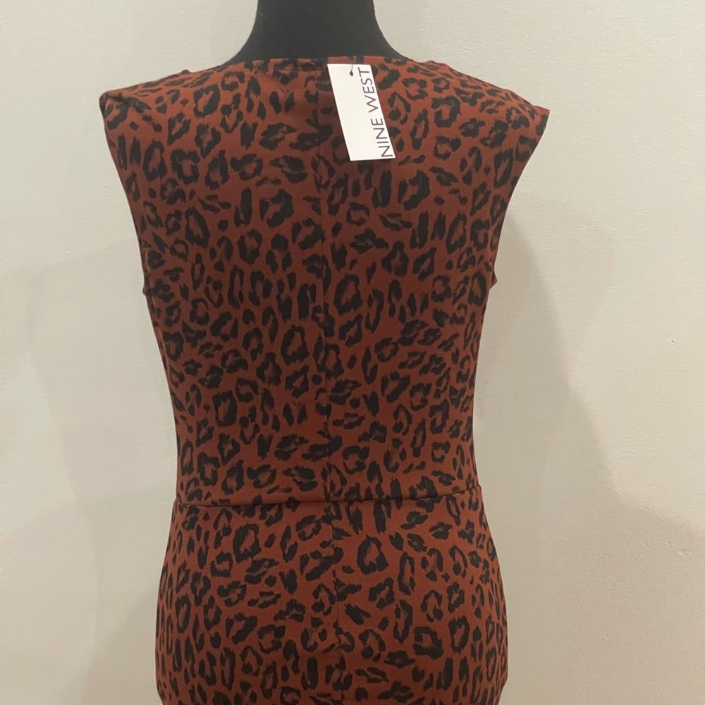 New Nine West XS Animal Print Short Sleeve Above Knee Dress with Stretch - Picture 8 of 8